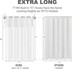No Hook Shower Curtain Set with Snap in Liner, White Jacquard Tufted Geometric Bath Curtain, Boho Luxury Hotel Bathroom Decor, Waterproof Washable, 71 x 80 Inch