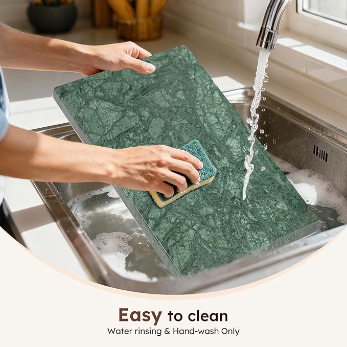 Diflart Natural Marble Stone Cutting Board for Kitchen, 16x20 Inch, Green, Marble Slab Pastry Board Large for Cheese, Serving, Baking, Pack of 1 Piece
