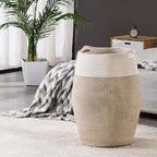 Cotton Rope Laundry Hamper by YOUDENOVA, 105L - Woven Collapsible Basket Clothes Storage for Blankets, Room Organizing, Bedroom Storage, – Brown & White
