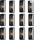 12 Pack 18 inches Outdoor Wall Lantern Light Fixture, Large Black Exterior Waterproof Wall Sconce, Anti-Rust Mount Porch Light with Clear Glass,E26 Socket