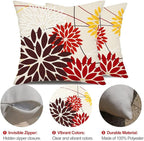 DFXSZ Red Brown Outdoor Pillow Cover 16X16 Inch Set of 2 Outdoor Waterproof Fall Floral Brown Decorative Pillowcase Decor for Couch Patio Funiture Garden Print Polyester Cushion Cover 01K16