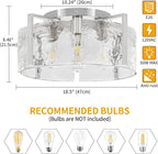 18.5'' Modern Brushed Nickel Semi Flush Mount Ceiling Light, Hallway Light Fixtures, 4-Light Glass Ceiling Lights for Entryway Kitchen Dining Room Foyer Bedroom Living Room Lighting Fixtures,UL-Listed