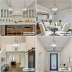 Nickel Chandelier Light, Modern Farmhouse Chandeliers for Dining Room Light Fixture, Adjustable Pendant Lights Kitchen Island Foyer Lighting Fixtures Rustic Kitchen Chandelier for Entryway Living Room