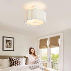3-Light Woven Snow Plum Blossom Ceiling Light - Boho Handwoven Rattan Bedroom Fixture, 13-14 Inch Natural Fiber Flush Mount for Nursery