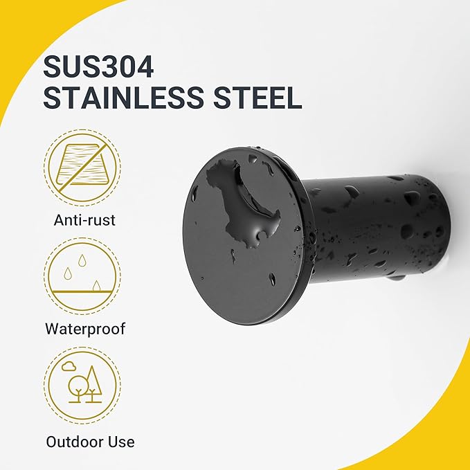 SAYAYO Black Towel Hooks for Bathrooms, Heavy Duty Wall Hooks for Hanging, Modern Coat Hook Robe Hook SUS 304 Stainless Steel 4 Pcs