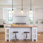 Glass Pendant Lights Kitchen Island, 1-Light Modern Black Pendant Light Fixtures with Hammered Clear Glass and Rods, Farmhouse Mini Hanging Light for Kitchen Sink Dining Room Bedroom, E26