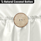 Seasonwood Ivory Shower Curtain Cute Ruffle Shabby Chic Button Design Country Style,72x72 inch