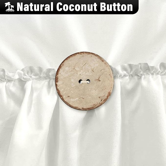 Seasonwood Ivory Shower Curtain Cute Ruffle Shabby Chic Button Design Country Style,72x72 inch