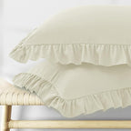 KKJIAF Ruffle Body Pillow Cases Set of 1, Ruffled Pillow Covers with Envelope Closure, Wrinkle Resistant Ruffled Long Pillow Shams 20" x 54", Beige