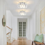18.5'' Modern Brushed Nickel Semi Flush Mount Ceiling Light, Hallway Light Fixtures, 4-Light Glass Ceiling Lights for Entryway Kitchen Dining Room Foyer Bedroom Living Room Lighting Fixtures,UL-Listed
