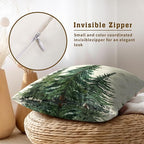 Pine Tree Throw Pillow Covers 18x18 in, Winter Snow Green Forest Decorative Pillow Cases Double-Sided Square Cushion Cover for Outdoor Home Living Room Bed Sofa Couch
