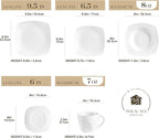 MALACASA Dinnerware Sets, 30-Piece Porcelain Gray White Dinnerware Set Microwave Safe, Square Dish Set with Plates and Bowls Sets, Mugs and Saucers Set for 6, Series Julia