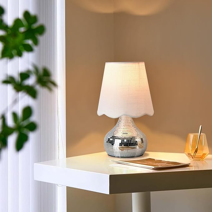 Rechargeable Cordless Small Funky Table Lamp, Battery Operated Remote Control Disco Mini Table Lamps for Bedroom Nightstand, Funky Small Table Lamp for Small Spaces for Kitchen Counter, Bookshelf