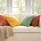 MIULEE Fall Decorative Throw Pillow Covers 18x18 Inch Set of 4, Vibrant Cushion Covers Vintage Retro Home Decor, Mix and Match Color Clash Design for Sofa Couch Bed Living Room Yellow Rust Green