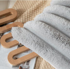 Faux Fur Plush Throw Pillow Covers 18x18 Inch Set of 2 - Luxury Decorative Fuzzy Striped Soft Cozy Pillowcase for Couch, Sofa, Living Room - Light Grey
