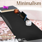 Stylish Black Bamboo Bathtub Tray Caddy with Adjustable Legs, Minimalistic Design Bath Tray for Tub, Bathtub Accessories, Fits Most Free Standing Bath Tubs, Idea for Women