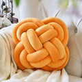 Xuyier Knot Pillow Ball, Decorative Throw Pillows with Velvet Fabric for Couch Bed, 12" Decor Knotted Square Floor Pillow Cushions for Living Room (12 Inches, Dark Yellow)