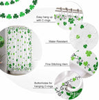 St Patrick's Day Shower Curtain,Green Shamrock Irish Clover Shower Curtains Set with Hooks, Seasonal Spring Holiday Waterproof Fabric Bathroom Curtains Decor Home Accessories, Stall Long 36 X 78 Inch