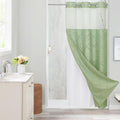 Boho Sage Woven Fabric Shower Curtain 36 x 74 Modern Farmhouse, No Hooks Tufted Chevron Striped Shabby Chic Textured, Minimalist Cloth Curtain for Bathroom, Hotel Decor