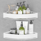 Aluminium Shower Corner Shelves - Rustproof Shower Caddy No Drilling Installation Shampoo Holder, White Shelves for Wall for Bathroom Storage,Holds 20LB