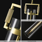 Modern Gold Pendant Light Set of 2, 21.6'' Pendant Lights Kitchen Island, Adjustable Height Brass Glass Pendant Light Fixtures, Large Pendant Lights for Dinning Room Farmhouse Bathroom