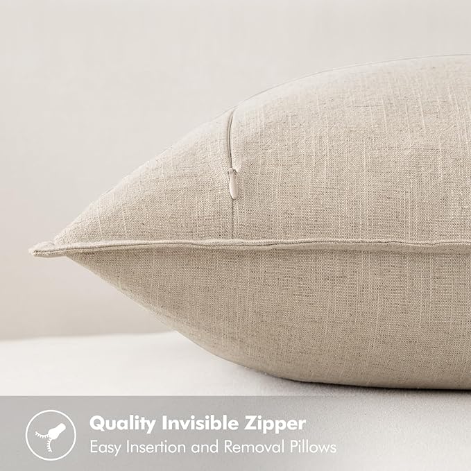 MIULEE Decorative Linen Lumbar Pillow Covers 12x24 Inch Natural Beige Boho FarmhouseNeutral Christmas Couch Throw Pillows for Bed Pack of 2 Accent Modern Pillowcase Sofa Livingroom Home Decor