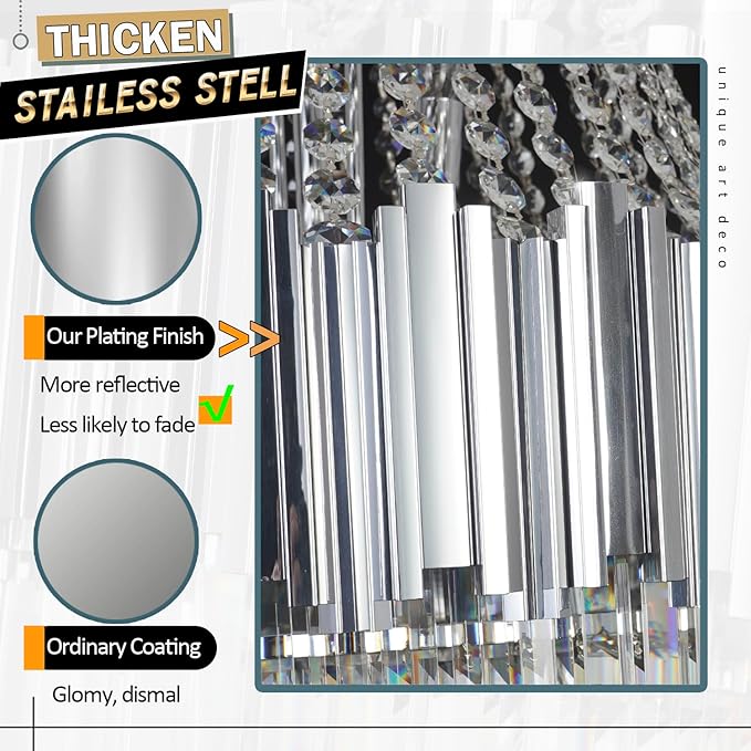 Large Crystal Chandelier for High Ceilings Foyer Entryway Hanging Chandelier Lighting Chrome 30'' Tall