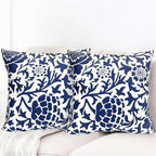 Decorative Throw Pillow Covers Set of 2 Blue Pillow Covers 20x20 inch Soft Short Plush Couch Pillow Case Floral Throw Pillows,Farmhouse Outdoor Pillow Covers for Sofa Bed Living Room Car