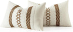MIULEE Set of 2 Coco Brown Boho Decorative Lumbar Pillow Covers 12x20 Inch Farmhouse Rustic Couch Throw Pillows Modern Cotton Cushion Covers Retro Cute Macrame Woven Home Decor for Bed Sofa Chair