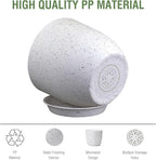 Plant Pots 12 inch, Plastic Planters with Drainage Holes and Saucers, Large Flower Pots for Indoor Outdoor Plants, Modern Decorative Pots for Garden House Plants, Speckled White