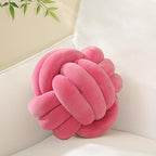 Sioloc Soft Knot Ball Pillows,Round Throw Pillow Cushion Home Decoration Plush Pillow,Throw Knotted Pillow Handmade Round Pillow（10.6inches,Rose red）