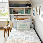 Coastal Throw Pillow Cover 12x20, Green Preppy East Coast Coquette Decor for Girls Room College Sofa Couch, Trendy Retro Dorm - Green