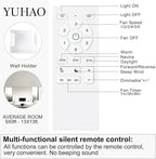YUHAO 44 Inch Flush Mount Brushed Nickel Ceiling Fan with Light and Remote Control.Noiseless,Dimmable,3CCT,6 Speeds Reversible, Low Profile DC Ceiling Fans for Indoor Use