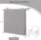idee-home Outdoor Chair Cushions Set of 4, 17" x 16" Outdoor Seat Cushion Waterproof Patio Furniture with Ties, Dining Chair Pads