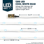 Joiedomi 1200 LED Christmas String Lights Outdoor,394 FT Cool White Fairy Light with Remote 8 Modes Timer, Plug in PVC Clear Wire Lighting Decor with Reel for Indoor Dorm Classroom Bedroom Holiday