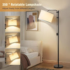 GyroVu Floor Lamp for Living Room, Adjustable Height Standing Lamps with 350° Rotate White Lampshade, 67.5-Inch Modern Tall Lamp Dimmable Floor Lamps for Corner Bedroom Home Office (Bulb Included)