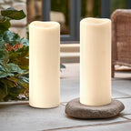 4" x 12" Large Waterproof Outdoor Flameless Candles Battery Operated LED Flickering Pillar Candles with Remote and Timer for Indoor Outdoor Lanterns, Off White, Long Lasting, Set of 2