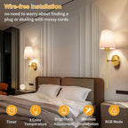 Auzev Battery Operated Wall Sconces Set of 2, Cordless Wall Lights for Living Room, Rechargeable Sconce Wall Decor Bedroom Wall Lamps with Remote Dimmable Sconce Lights No Wiring, Linen Shade