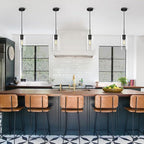 Modern Black Pendant Lights Kitchen Island 2 Pack Glass Pendant Light, 9.5in Farmhouse Clear Glass Cylinder Pendant Light Kitchen Pendant Lighting Over Island for Sink, Bathroom, Bar,Dining