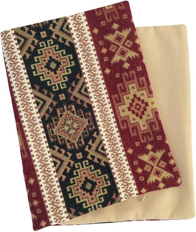 Hippy Throw Pillow Covers Kilim Burgundy Red and Dark Green - 12 x 20 Inches Boho Pillows, Decorative Lumbar Room Decor for Couch, Bohemian Outdoor Case for Farmhouse, Sofa