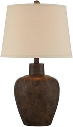 Regency Hill Glenn Farmhouse Rustic Southwestern Natural Cottage Table Lamps 27" Tall Set of 2 Dark Terra Cotta Tapered Fabric Drum Shade Decor for Living Room Bedroom House Bedside Nightstand