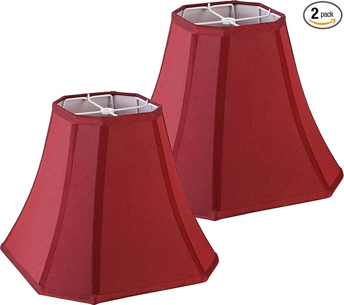 2 Pcs Wine Red Square Cute Lamp Shades Octagonal Faux Silk Lampshade Replacement Medium Lampshade 6.5×13×10.6IN(Spider) Vintage Lamp Shade for Table & Floor Lamp - Easy Assembly