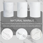 WORHE Marble Canister with Lid Natural Qtip Holder for Cotton Swabs, Balls, Pads, Floss Picks, Bath Salts - Vanity Makeup Storage Organizer Bathroom Essentials Accessories Decor White (DL011)