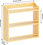 Spice Rack Wall Mounted, Spice Organizer for Counter, Bamboo Spice Storage Holder for Kitchen Cabinet, Pantry (Spice Jars Not Included, Natural)