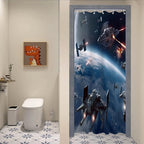 Universe War Cool Shower Curtain Bathroom Bathtubs Funny Planet Science Fiction Movie Theme Fabric Shower Curtain Set with 6 Hooks 36x72 inch Polyester Machine Washable, Blue Grey