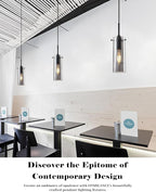 Smoke Gray Glass Pendant Light Kitchen Island, Kitchen Island Lights Ceiling Hanging, Kitchen Pendant Lights 2 Pack, Modern Clear Hanging Pendant Light for Kitchen, Living Room, Bathroom