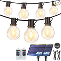 Mlambert 96FT(2x48FT) Solar String Lights with Remote, Outdoor Waterproof Patio Lights with 36 LED Shatterproof G40 Bulbs(2 Spare) for Yard-Black Wire