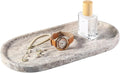 Koville Natural Travertine Tray for Bathroom Countertop, 12"x6" Vanity Decorative Marble Tray for Perfume, Candles, Jewelry, Stone Catchall Trays Jewelry Dish, Silver Stone Trays for Kitchen Counter