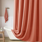 Terracotta Long Linen Shower Curtains 84 Inches Long for Patio Sliding Glass Door Cream Ivory 72 Inch Wide Bath Curtain with Hooks Rings Neutral Natural Semi Sheer 72x84 Curtain for Bathroom