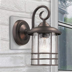 MICSIU Outdoor Light Sconces Wall Mount 2 Pack, Bronze Exterior Light Fixtures with Clear Seedy Glass, 9.8 Inch Outside Light for Home, House, Entryway, Patio, Garage, Doorway